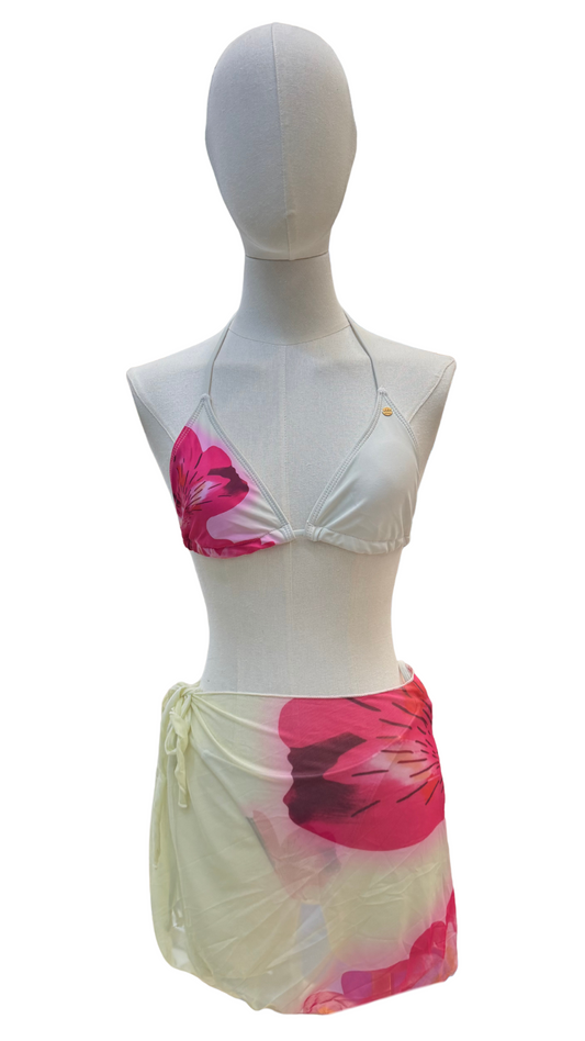 Set bikini tropical completamente ajustable + pareo corto