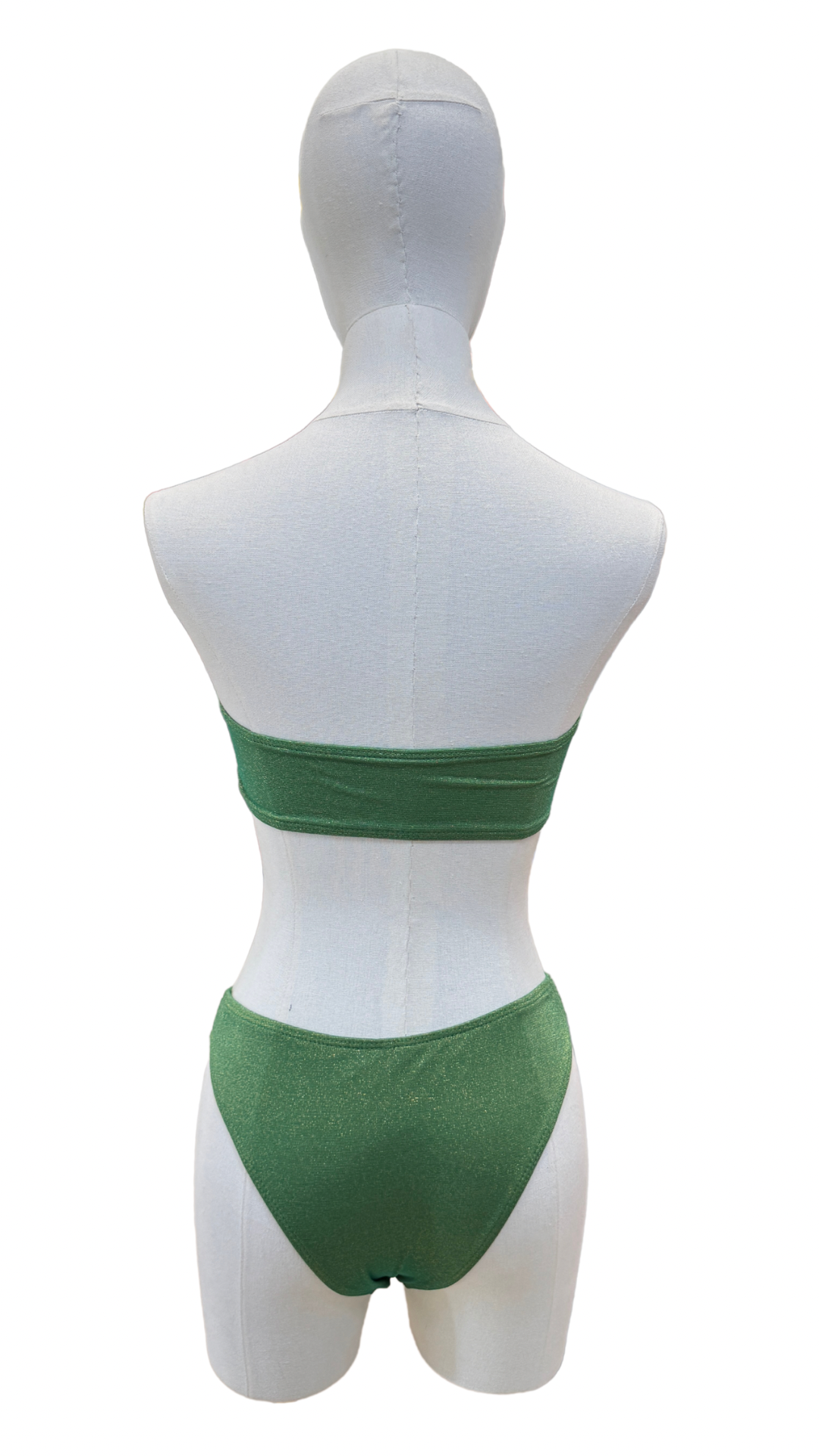 Set bikini strapless + pareo corto con estrellas doradas