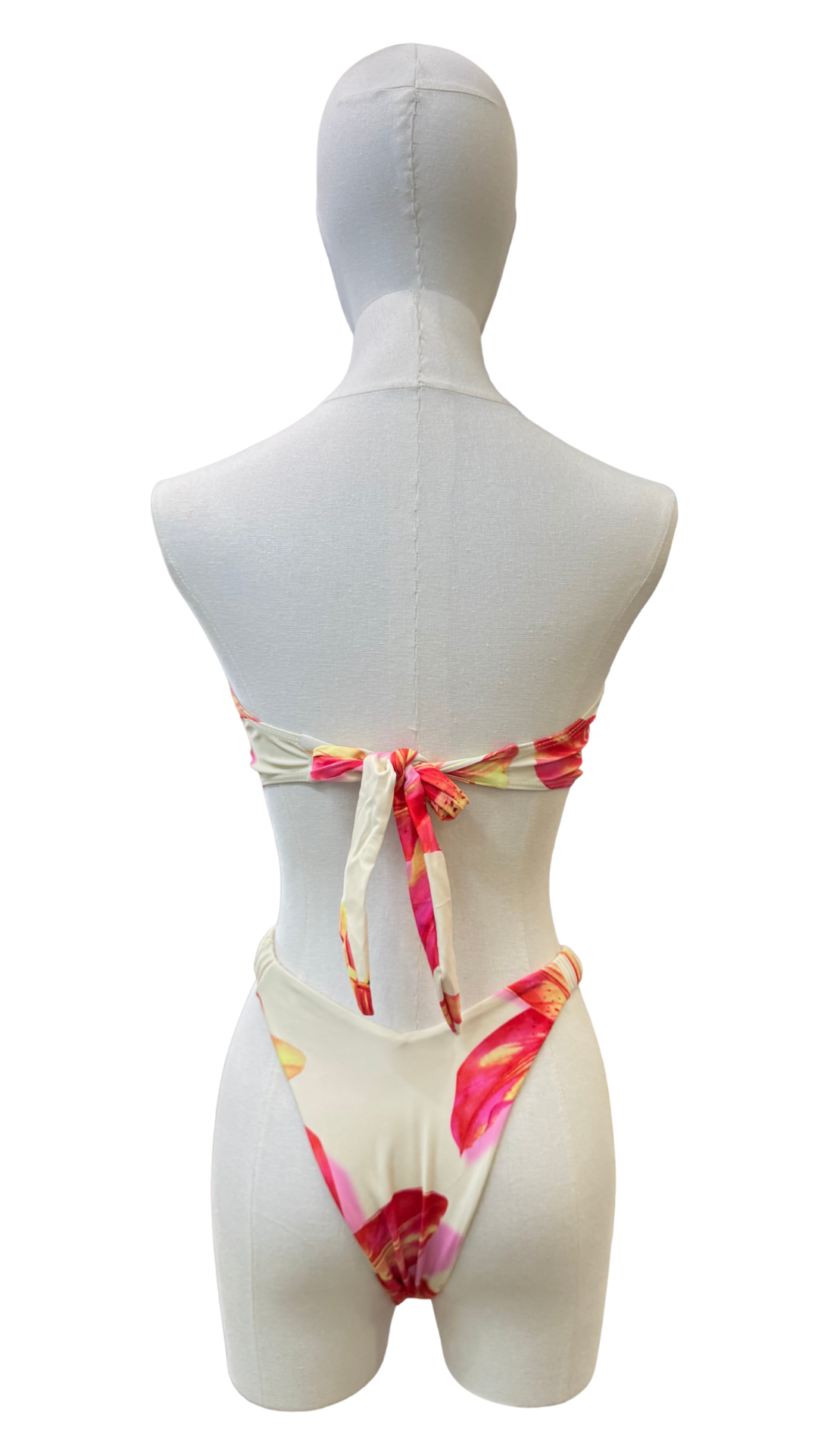Set bikini strapless estampado tropical