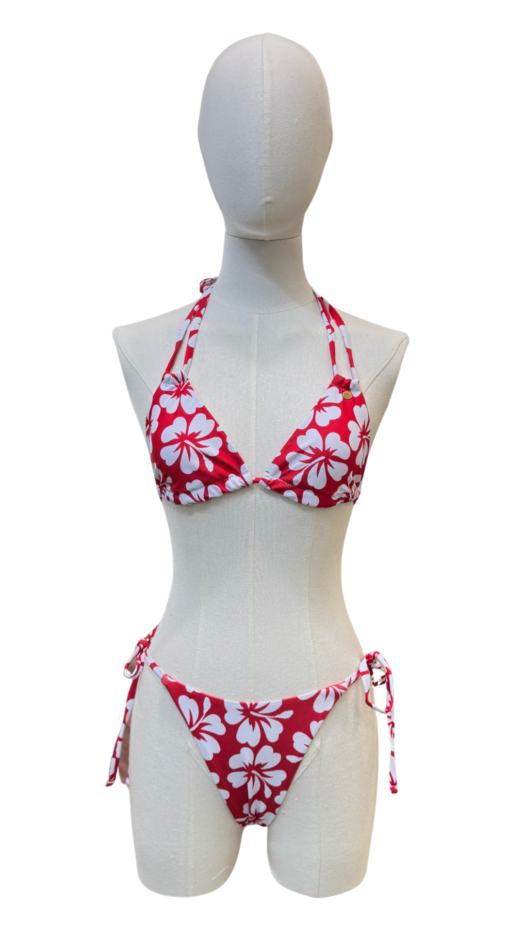 Set bikini tropical + pareo corto mesh