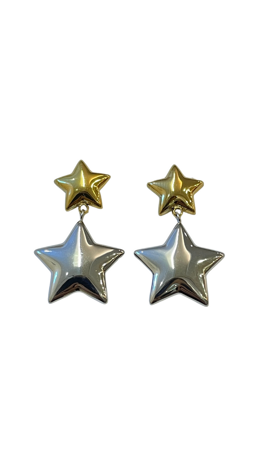 Aretes estrella bicolor