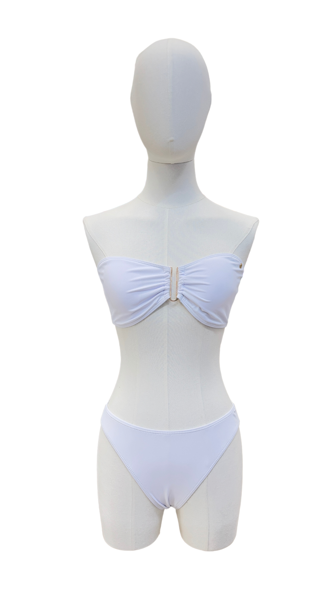 Set bikini strapless + pantalón de tela mesh