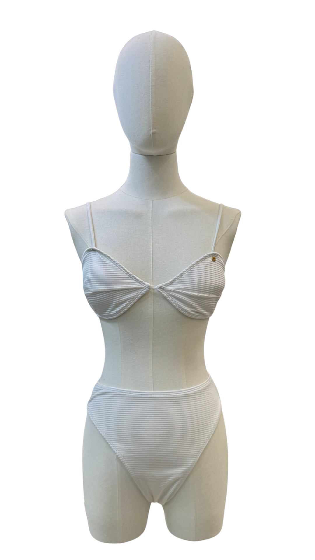 Set bikini de tiro alto de tela con textura