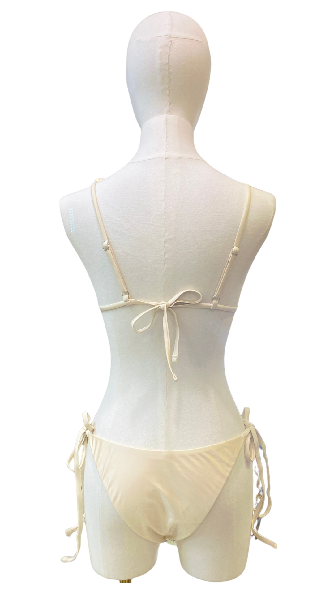 Set bikini completa,ente ajustable con de talles de cuentas y tela satinada