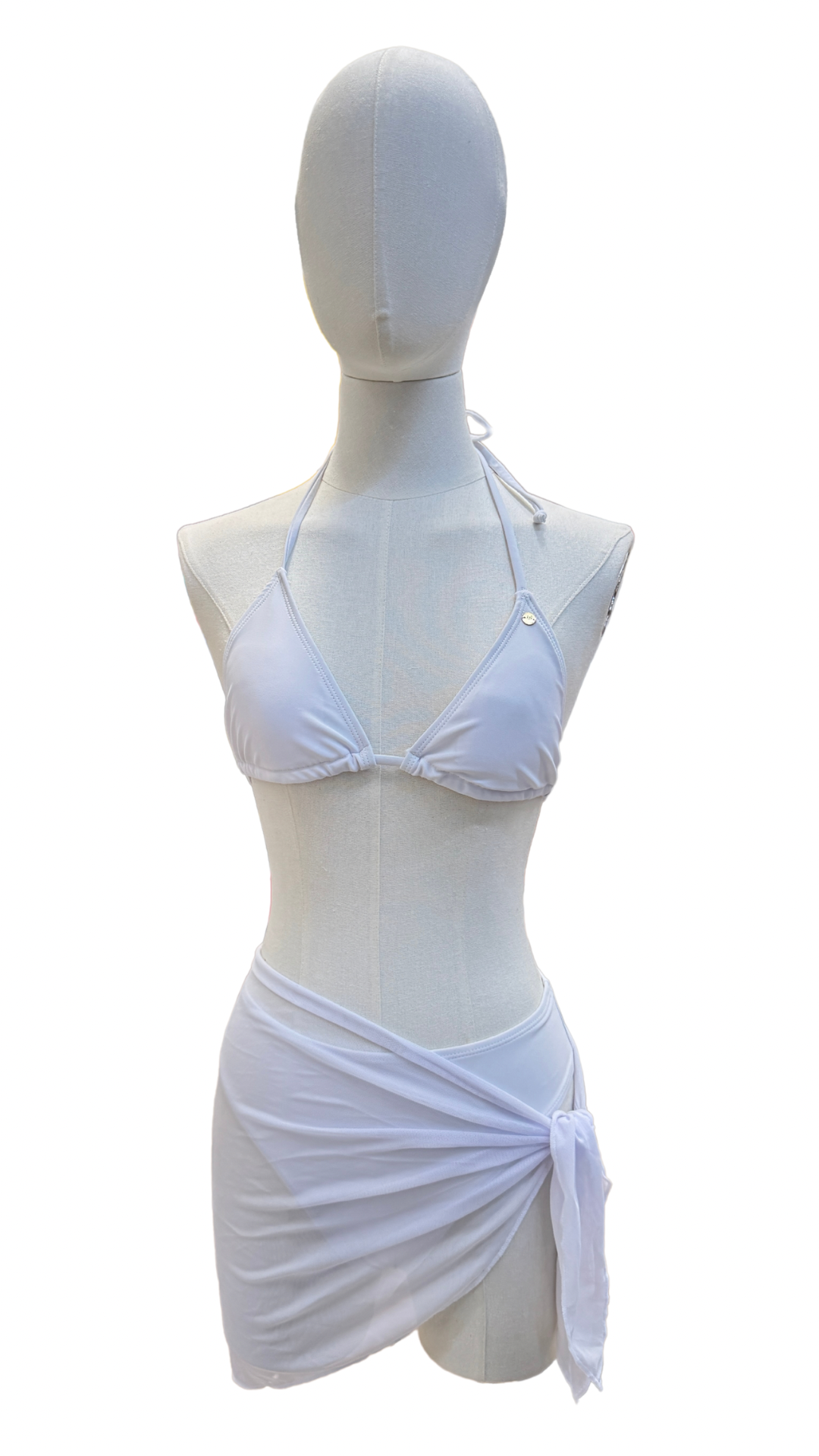 Set bikini de triángulo de tiro alto + pareo corto