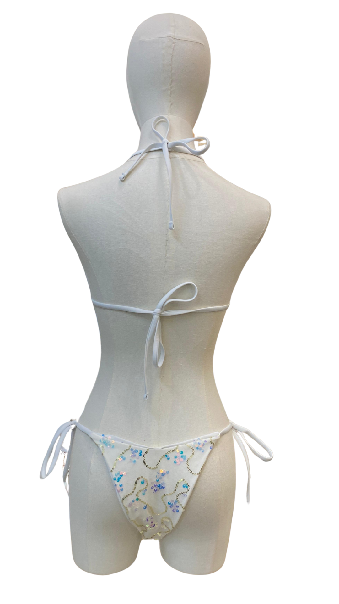Set bikini de triángulo ajustable con tela de lentejuelas