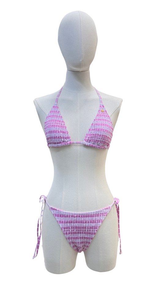 Set bikini ajustable de tela fruncida