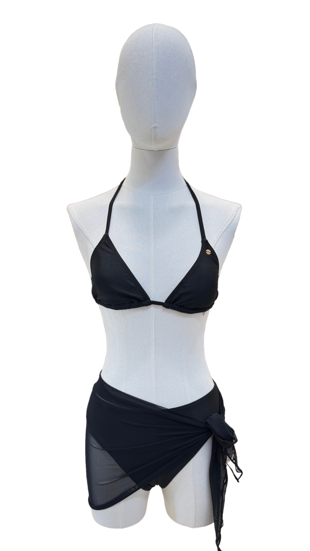 Set bikini de triángulo de tiro alto + pareo corto