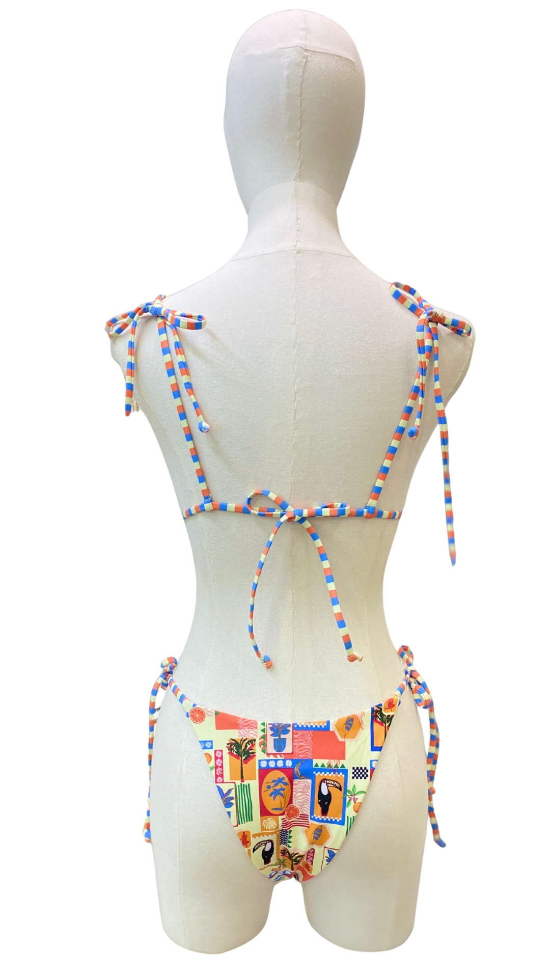 Set bikini doble vista tropical y rayas