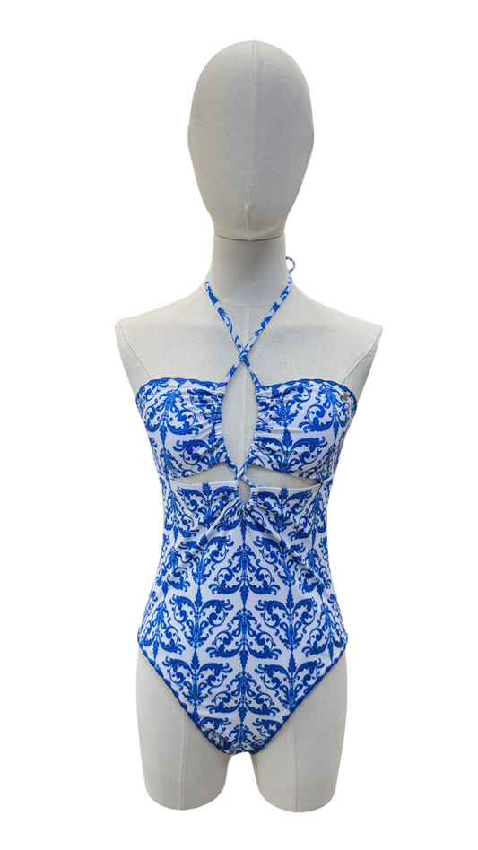Bañador strapless estampado con conchitas