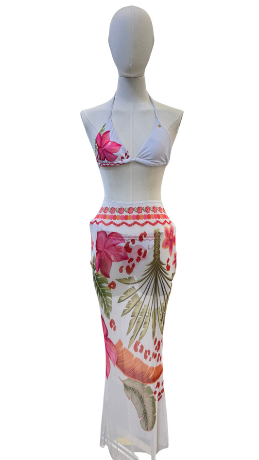 Set bikini completamente ajustable + pareo largo mesh