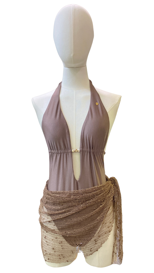 Trikini + pareo corto con lentejuelas