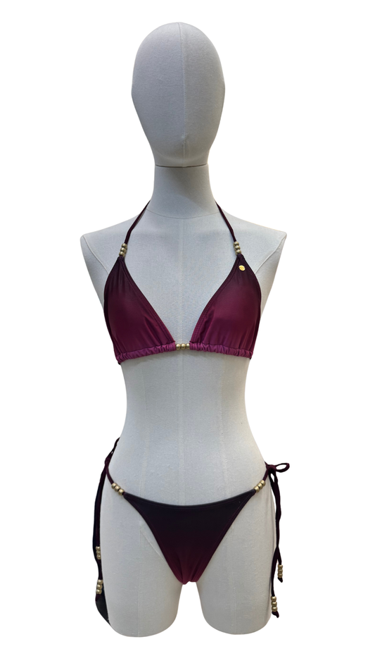 Set bikini con cuentas doradas
