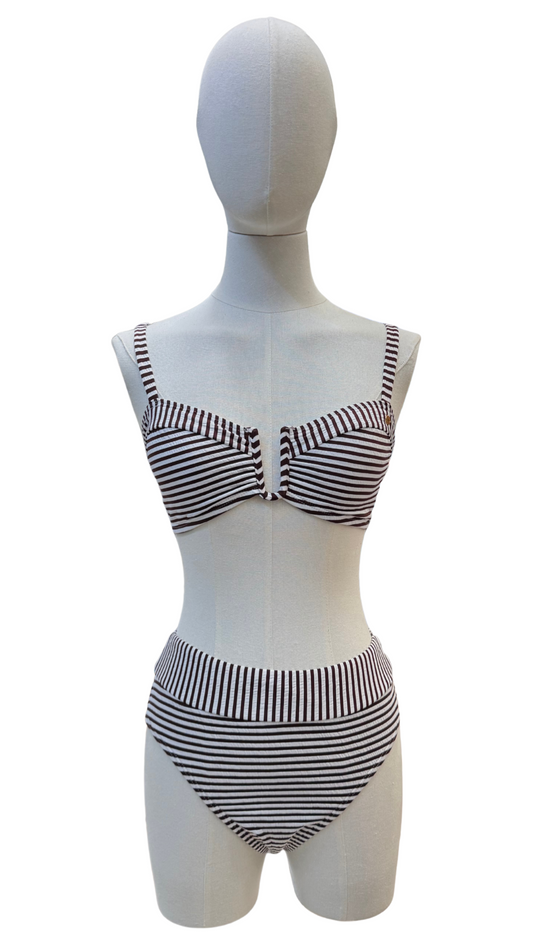 Set bikini tiro alto de rayas