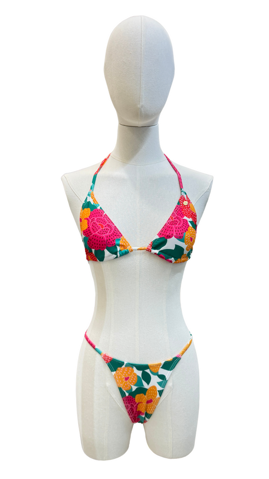 Set bikini estampado floral + pareo largo