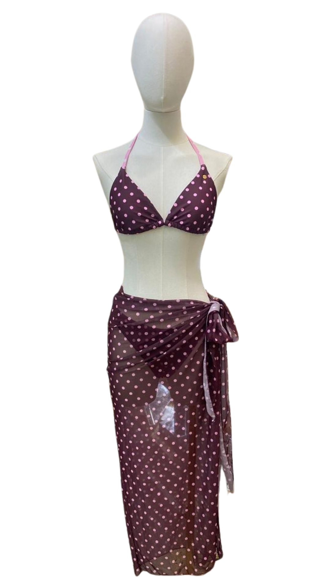 Set bikini polka dots + pareo largo