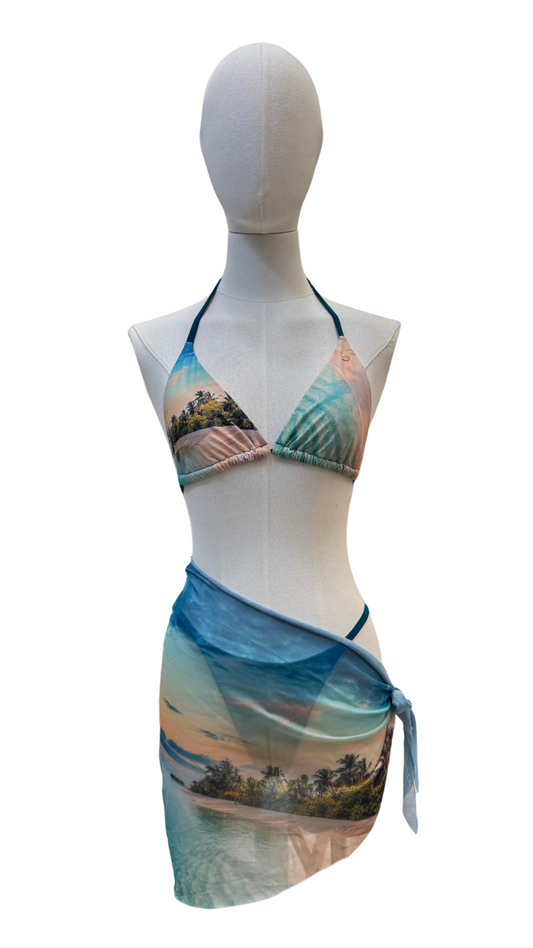 Set bikini playa + pareo corto
