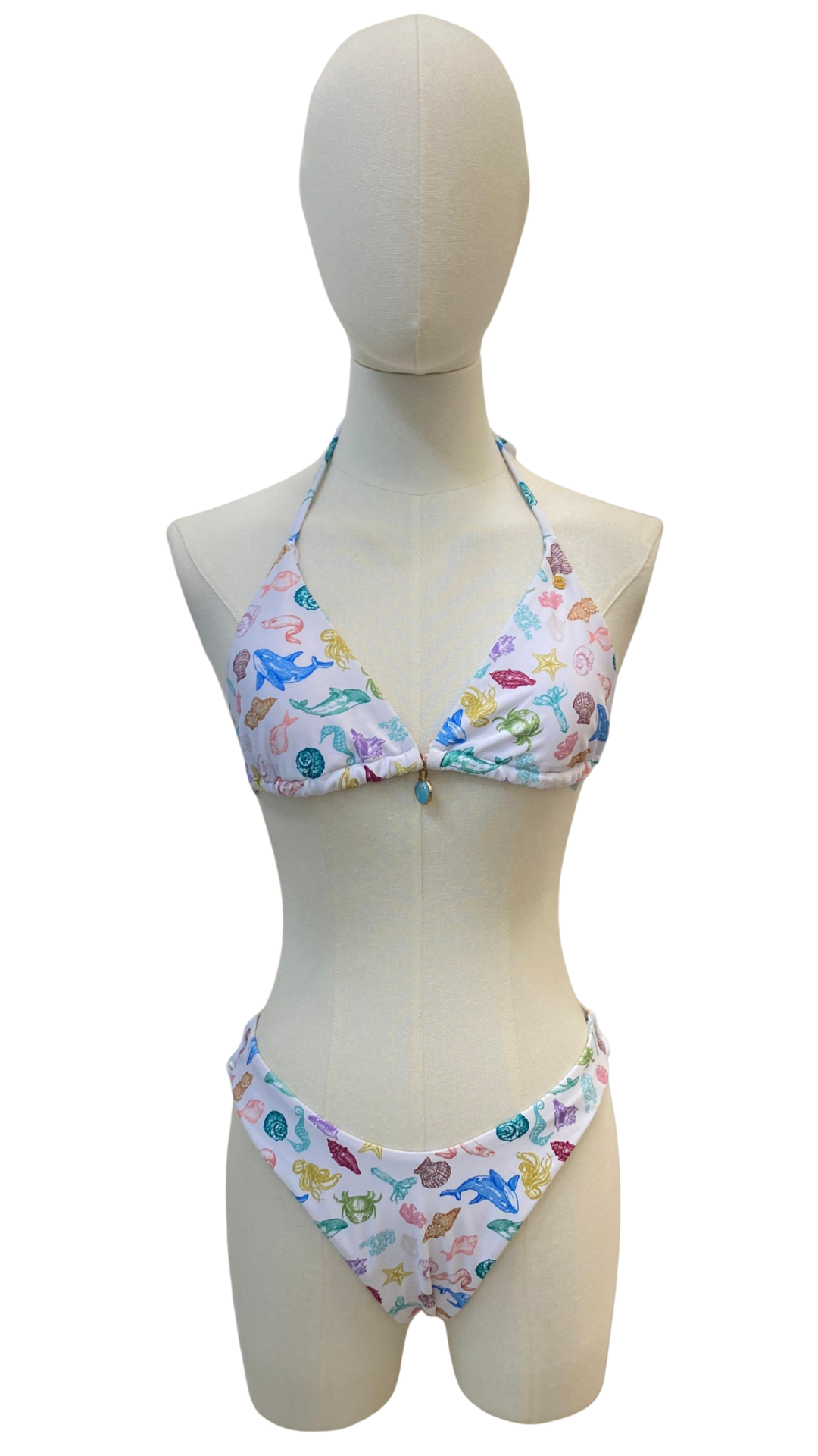 Set bikini blanco de estampado marino