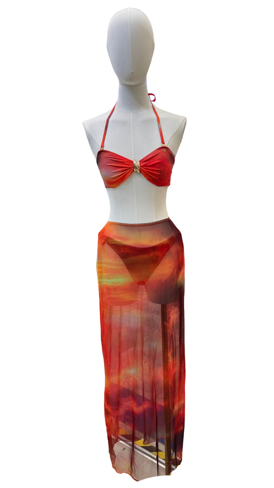 Set bikini strapless + pareo largo