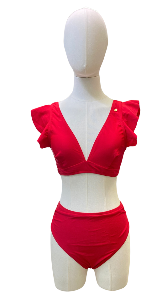 Set bikini de tiro alto con olanes