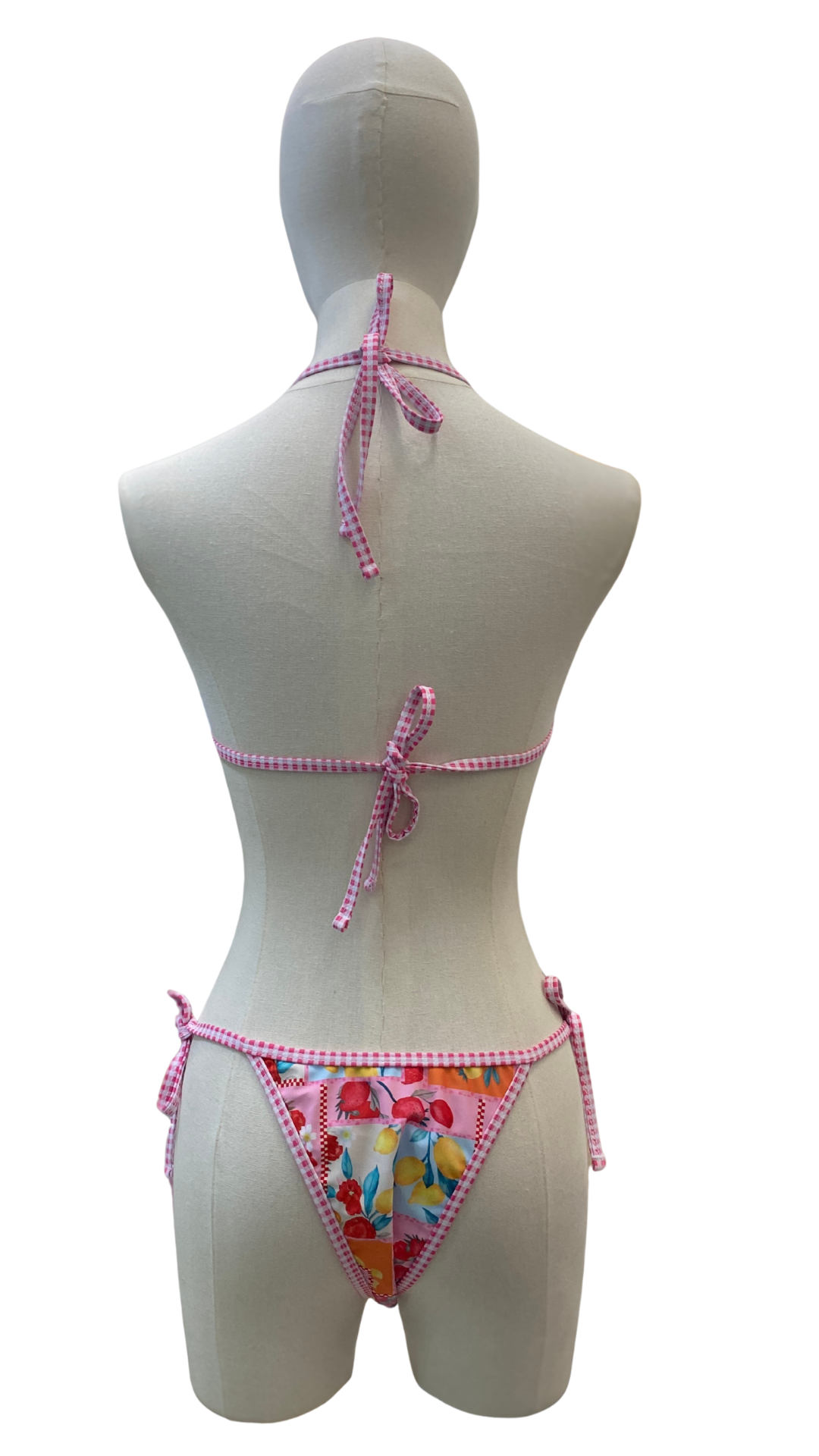Set bikini doble vista estampado italiano y Rayas