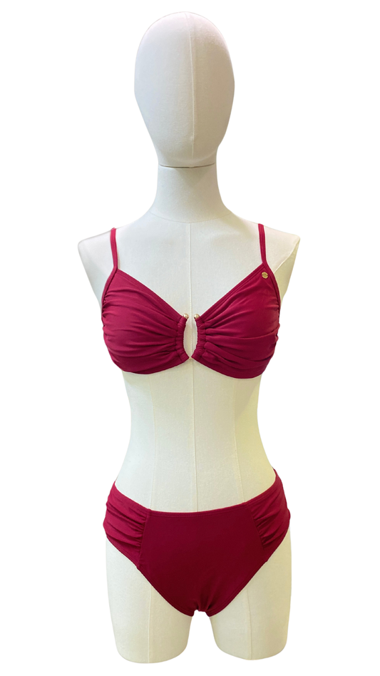 Set bikini de tiro medio con detalles dorado