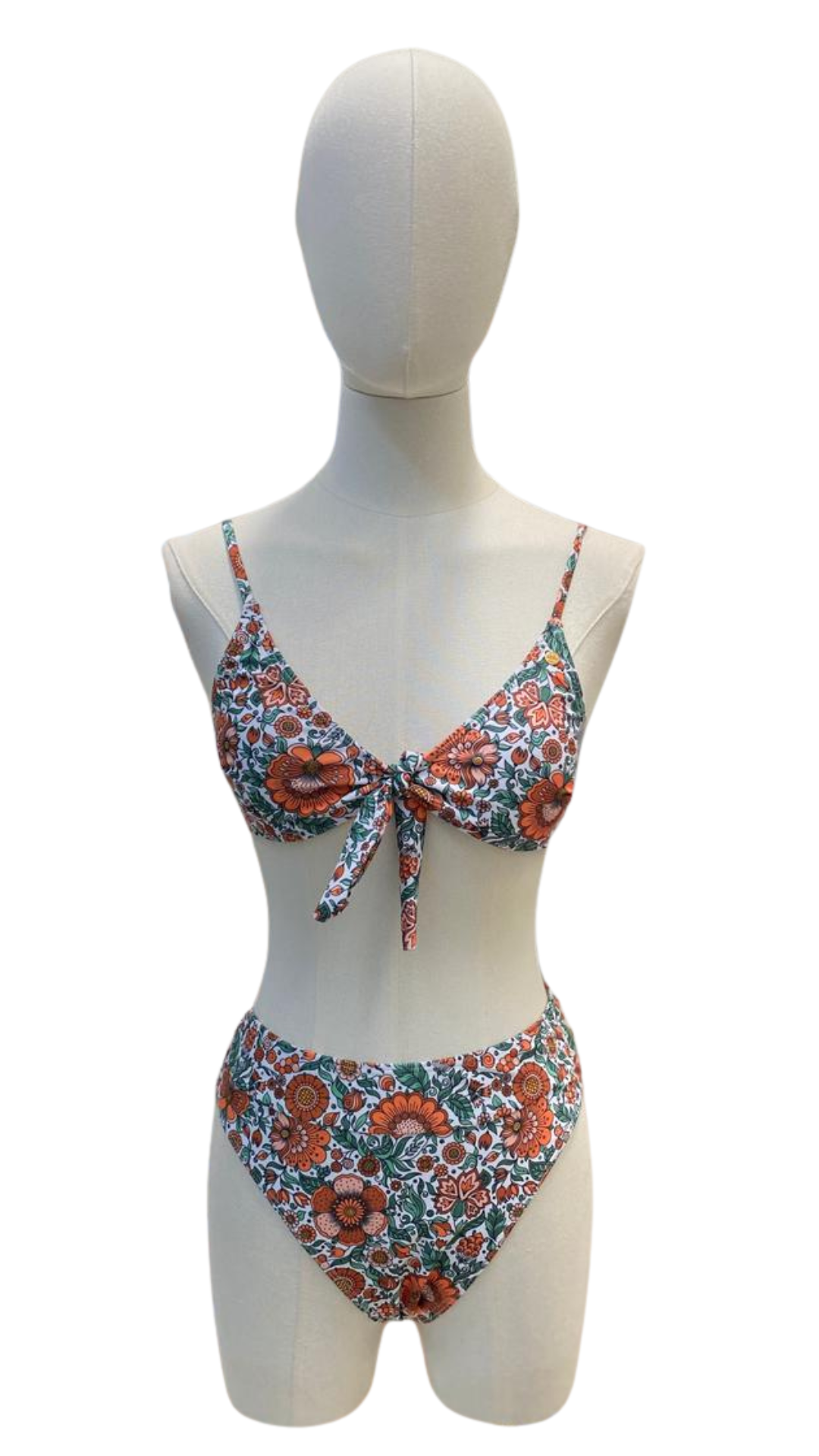 Set bikini estampado floral tiro alto