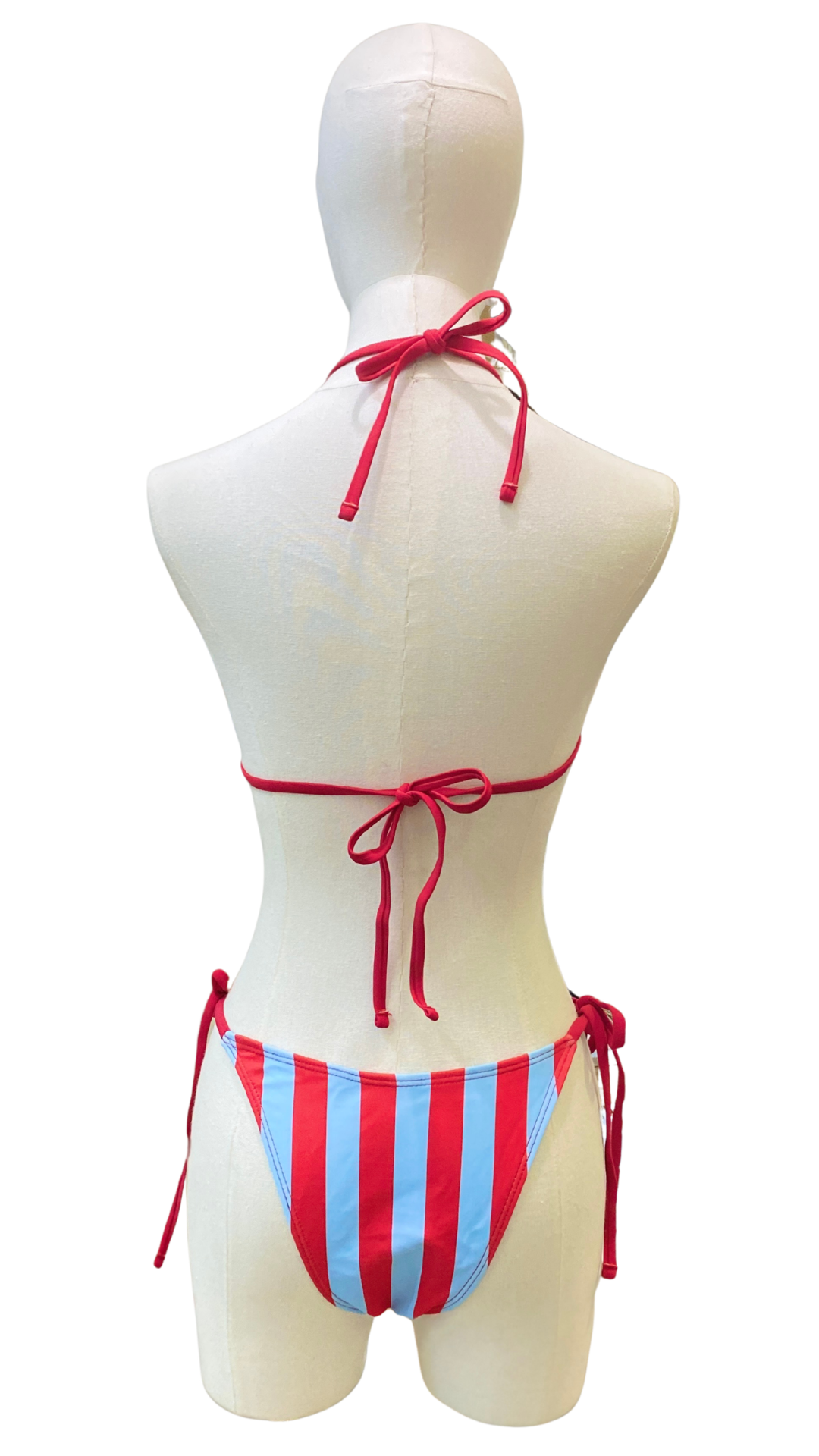 Set bikini completamente ajustable de rayas + pareo largo