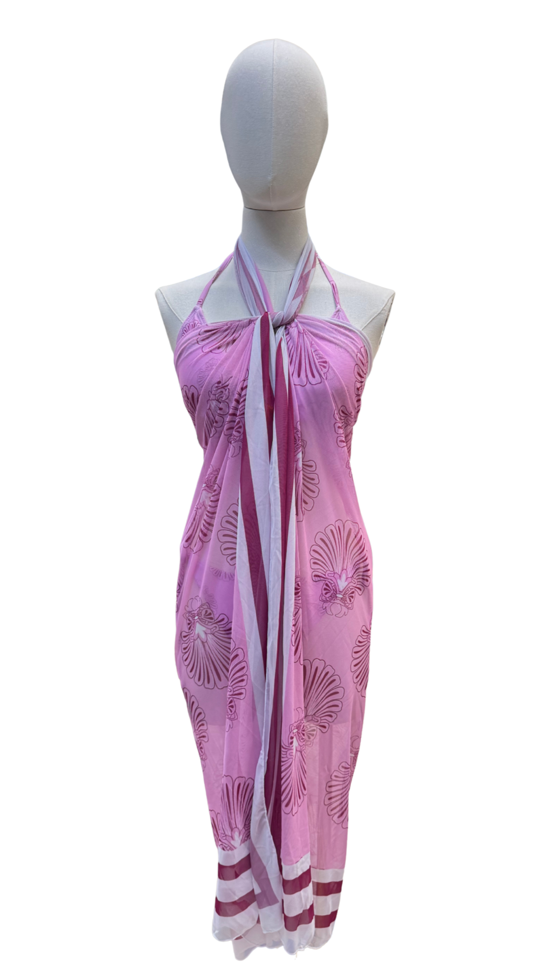 Set bikini con concha dorada + pareo largo