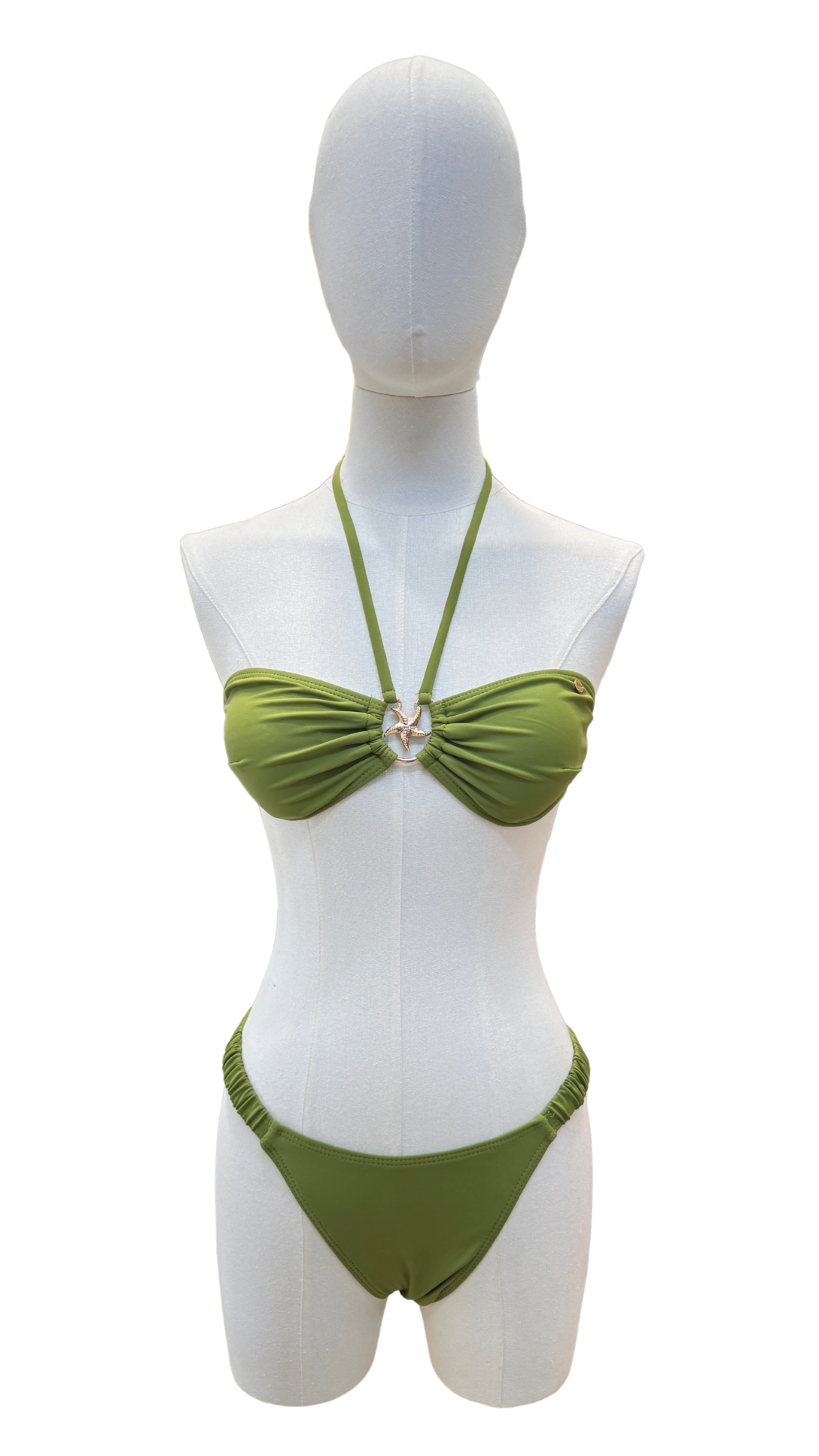 Set bikini strapless con estrellas dorada + pareo / top corto