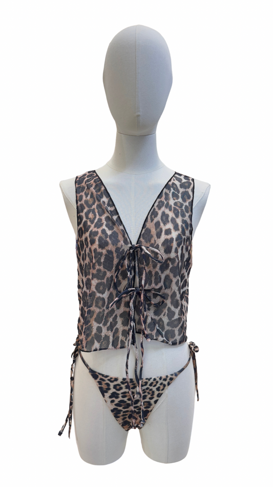 Blusa de tela mesh de animal print