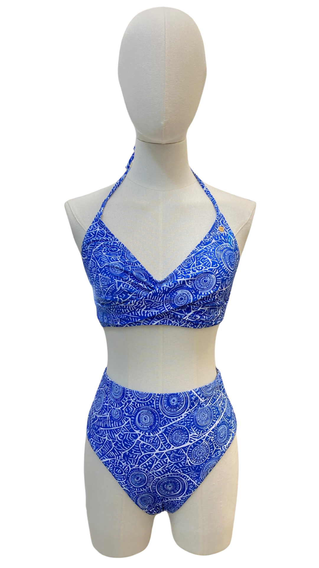 Set bikini halter de tiro alto estampado
