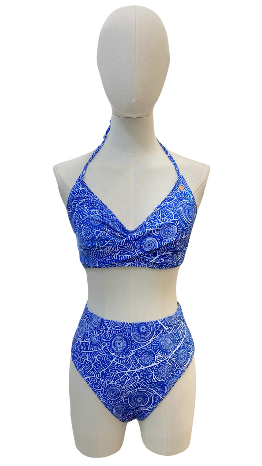 Set bikini halter de tiro alto estampado