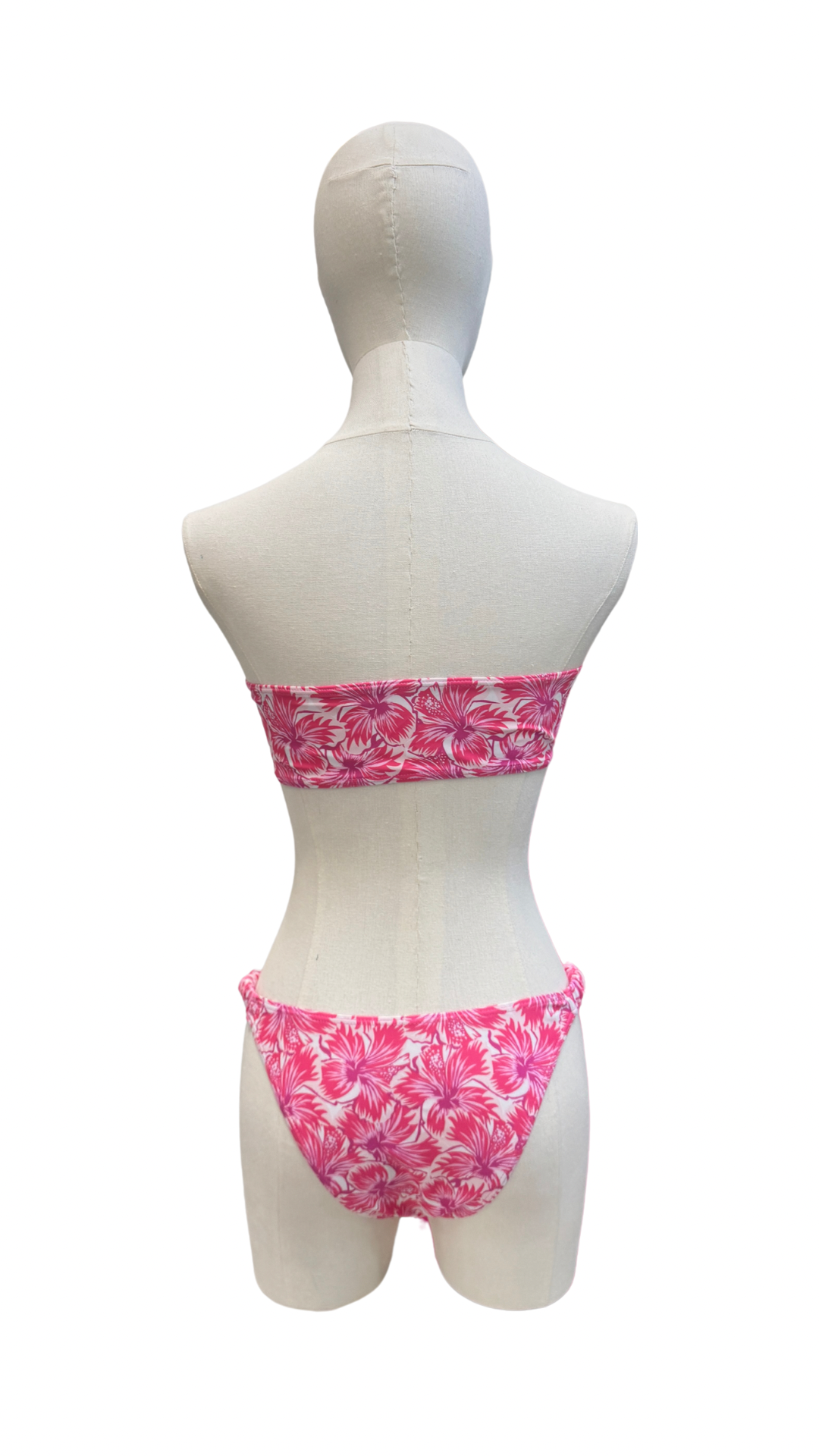 Set bikini strapless de estampado tropical