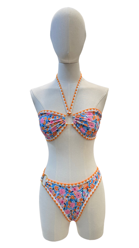 Set bikini strapless de estampado floral