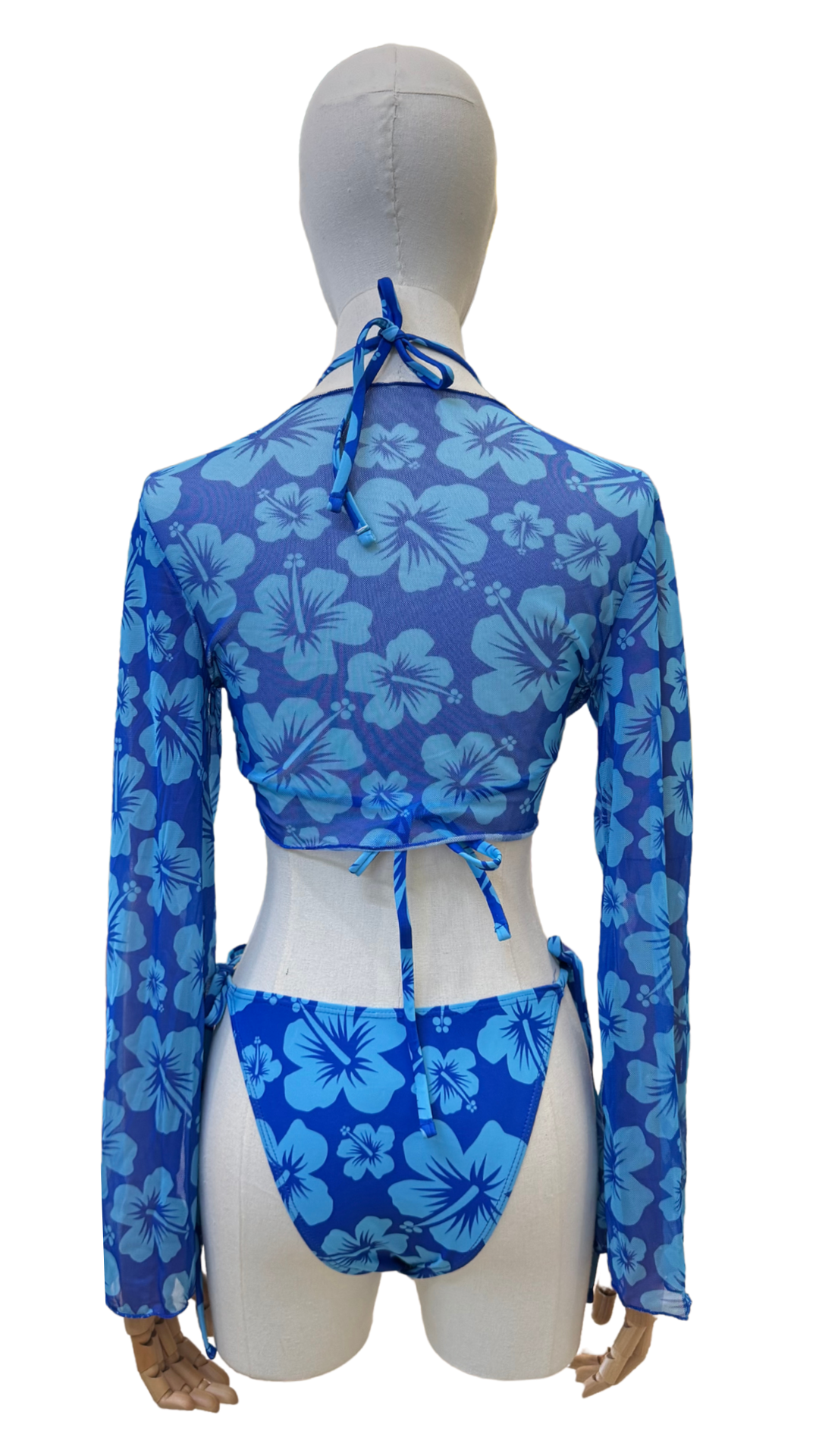 Set bikini tropical + top de tela mesh