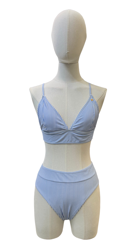 Set bikini de rayas de tiro alto