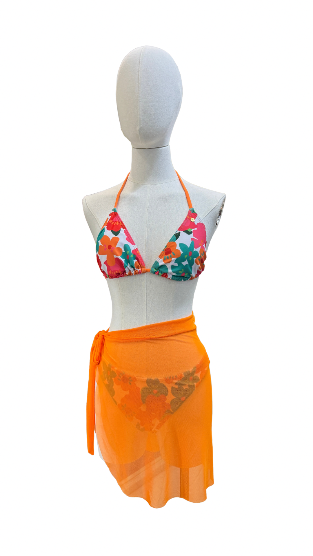 Set de bikini estampado con pareo corto