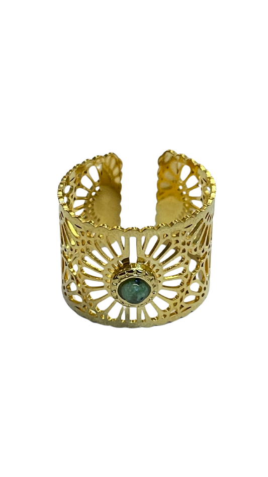 Anillo mandala con malaquita
