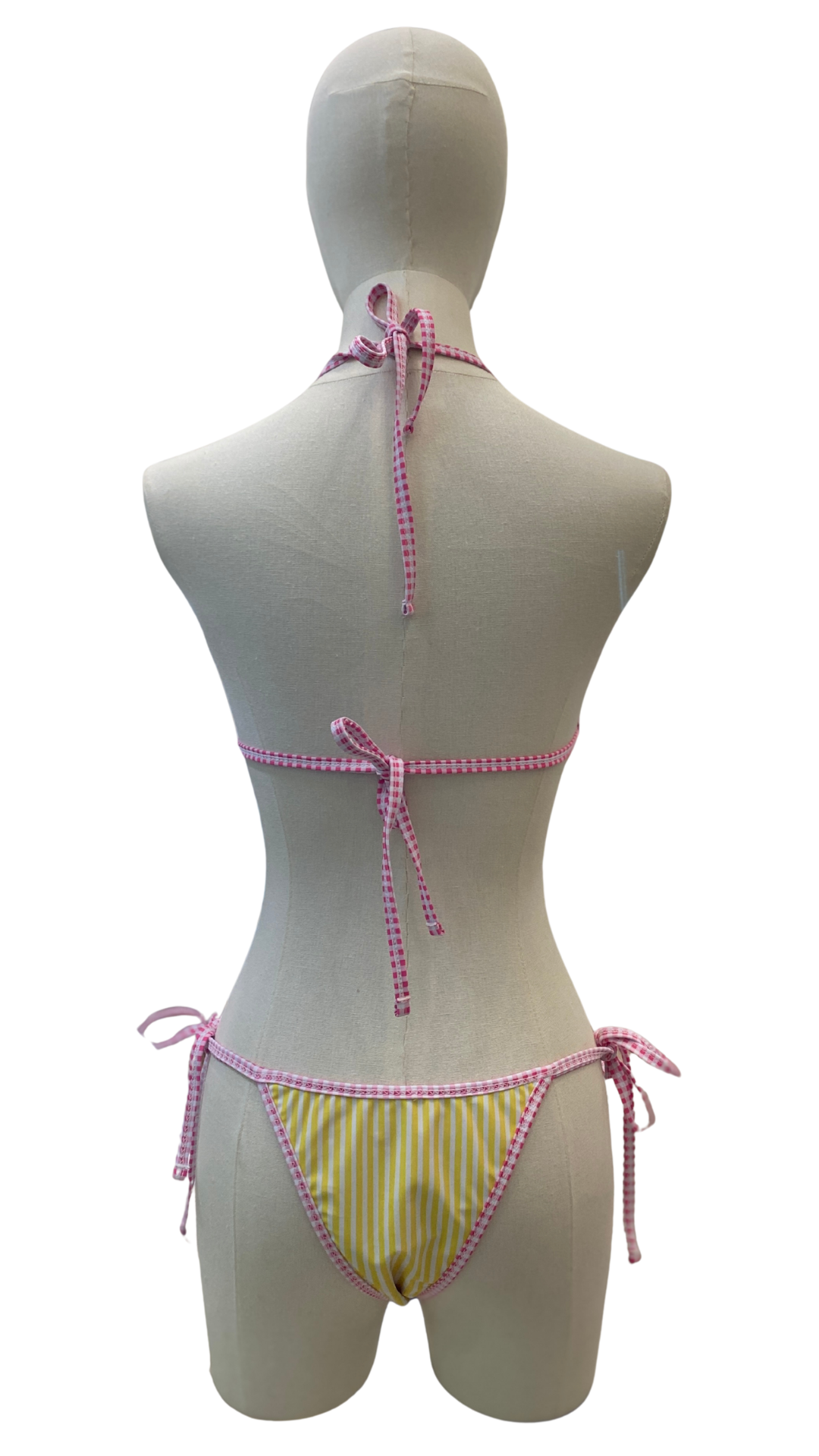 Set bikini doble vista estampado italiano y Rayas
