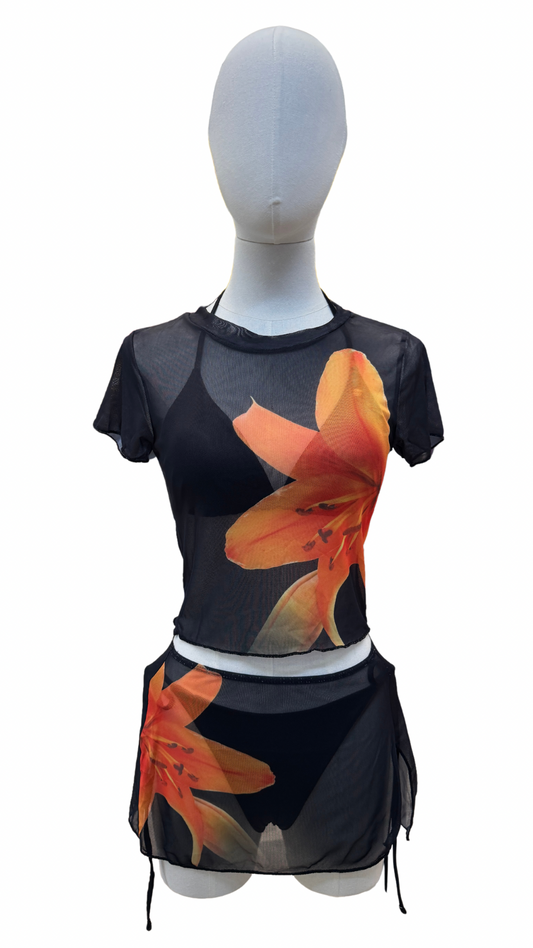 Set bikini ajustable + top + pareo corto