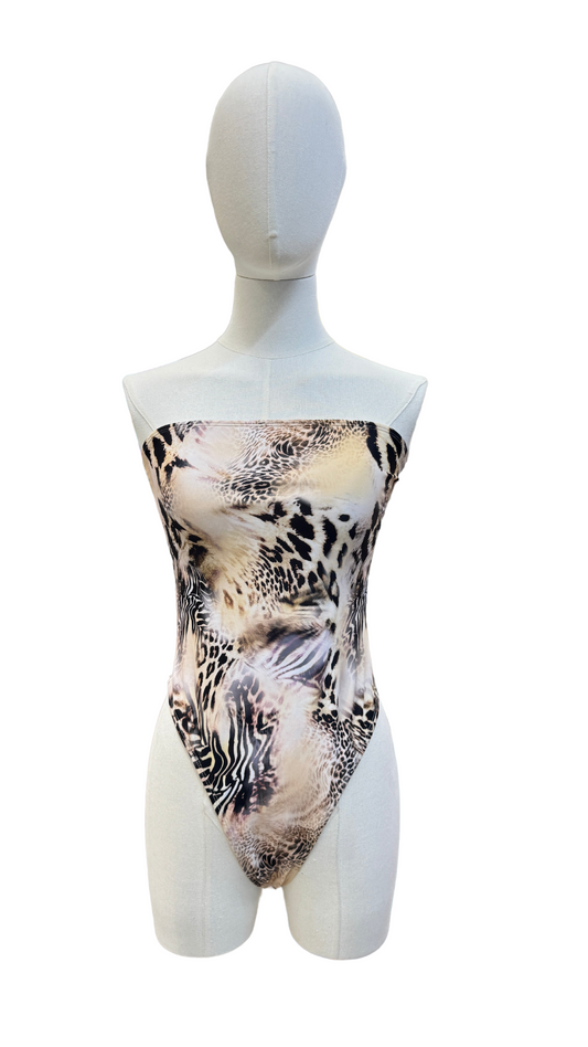 Bañador strapless estampado de animal print