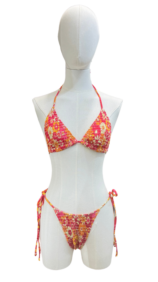 Set bikini de tela con textura estampado