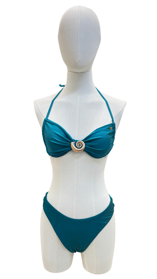 Set bikini de tanga con nautilus dorado