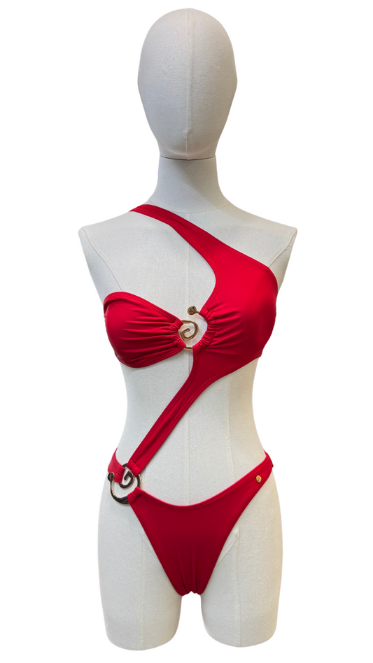 Trikini con espirales dorados de un tirante