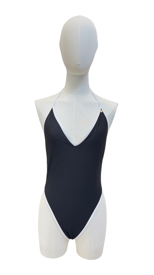 Bañador halter negro con blanco