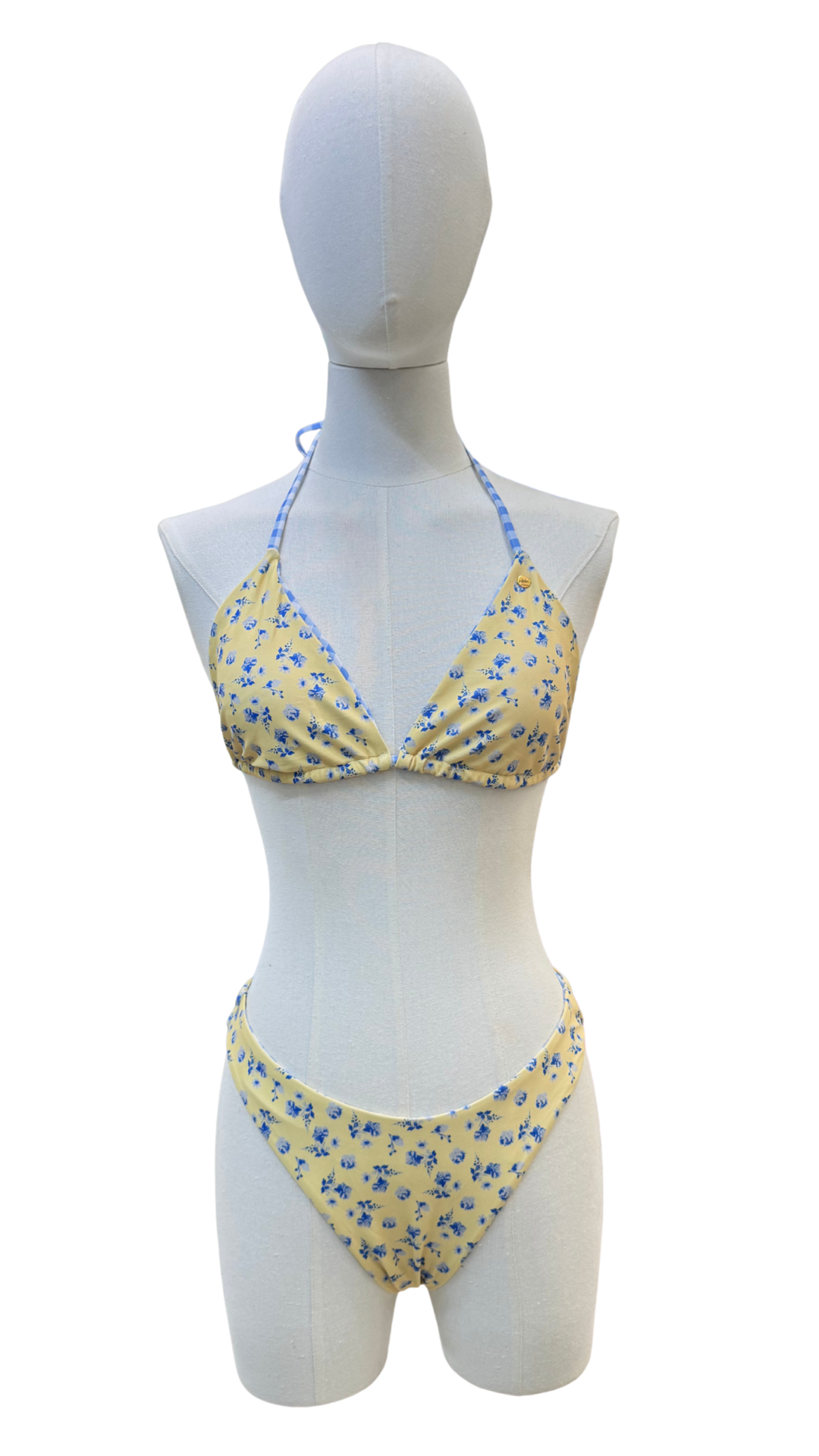 Set bikini doble vista florecitas y cuadros