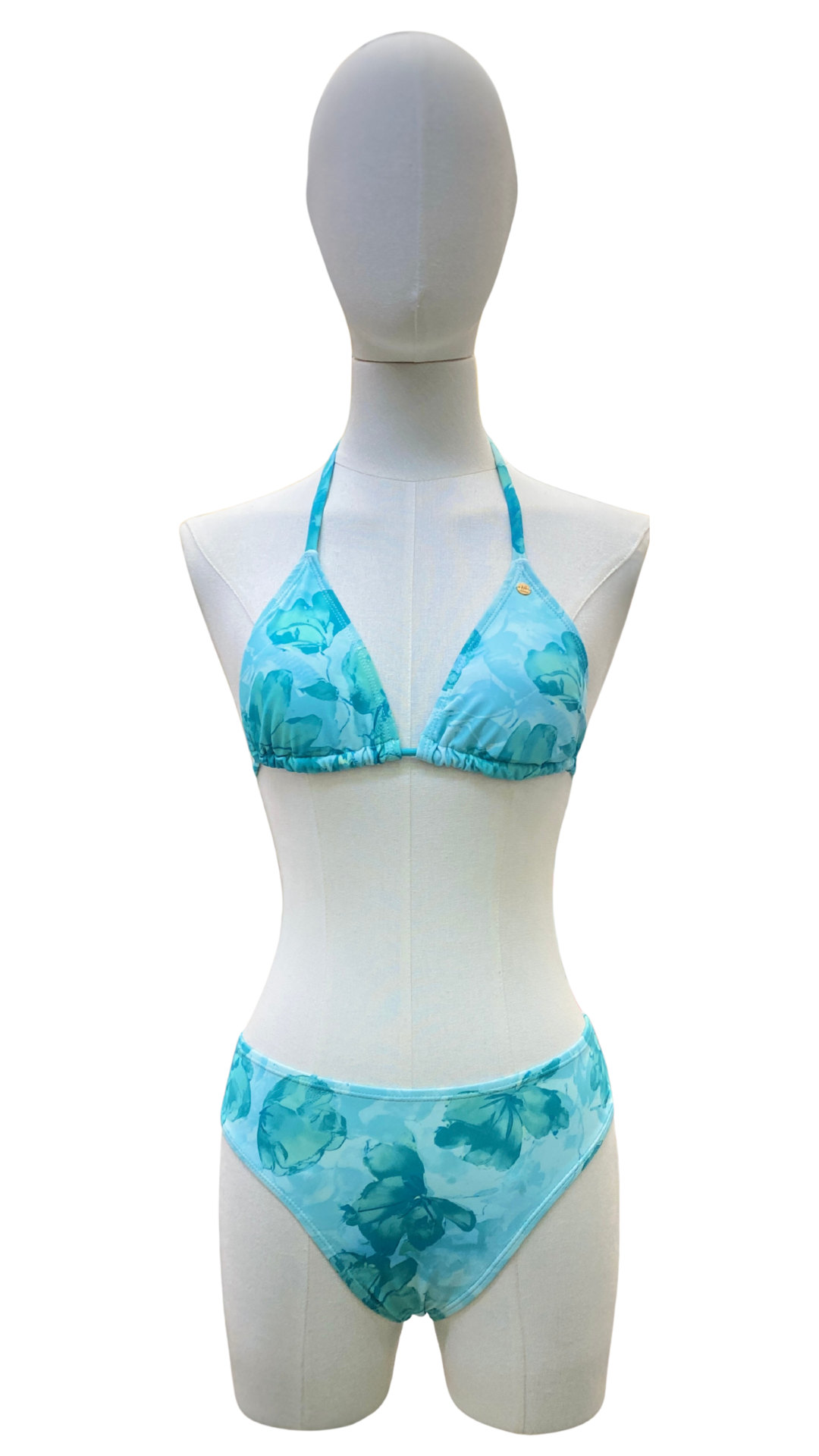 Set bikini de tiro medio + pareo corto de tela mesh