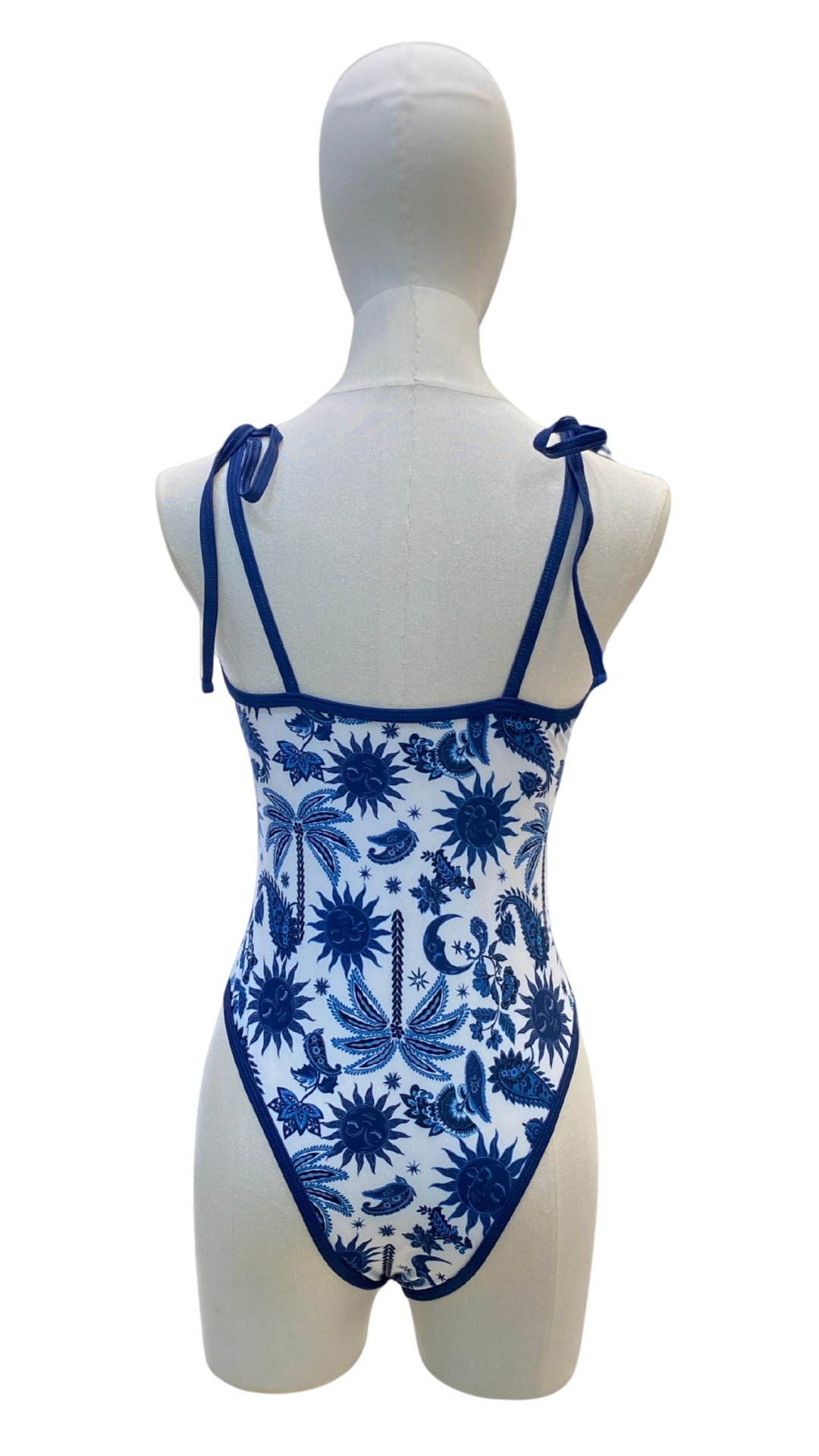 Bañador estampado tropical azul