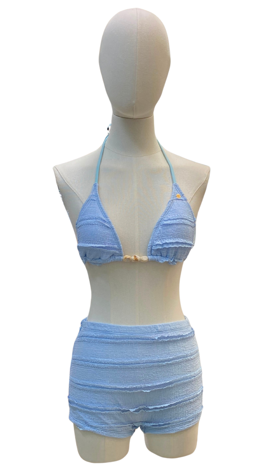 Set bikini completamente ajustable + short de tela fruncida